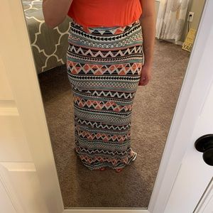 Aztec print maxi skirt